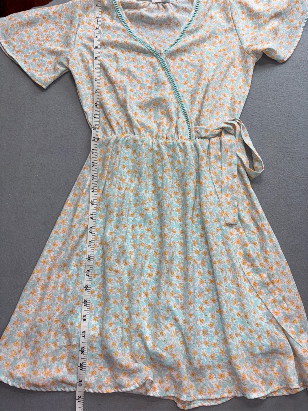 Sienna Sky Women’s Pink And Blue Floral Dress With Bow Detail Size XS - Picture 6 of 7
